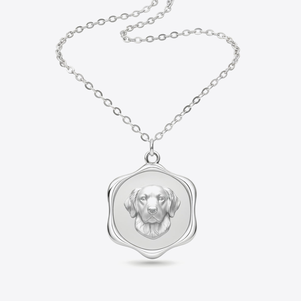 Six-lobed portrait medallion in 925 sterling silver #chain