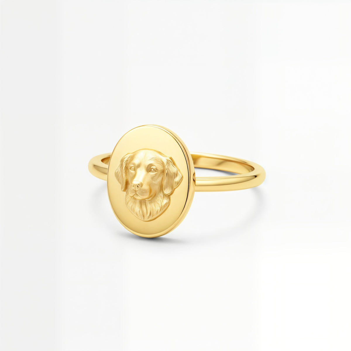 Oval portrait signet ring in 18K gold vermeil