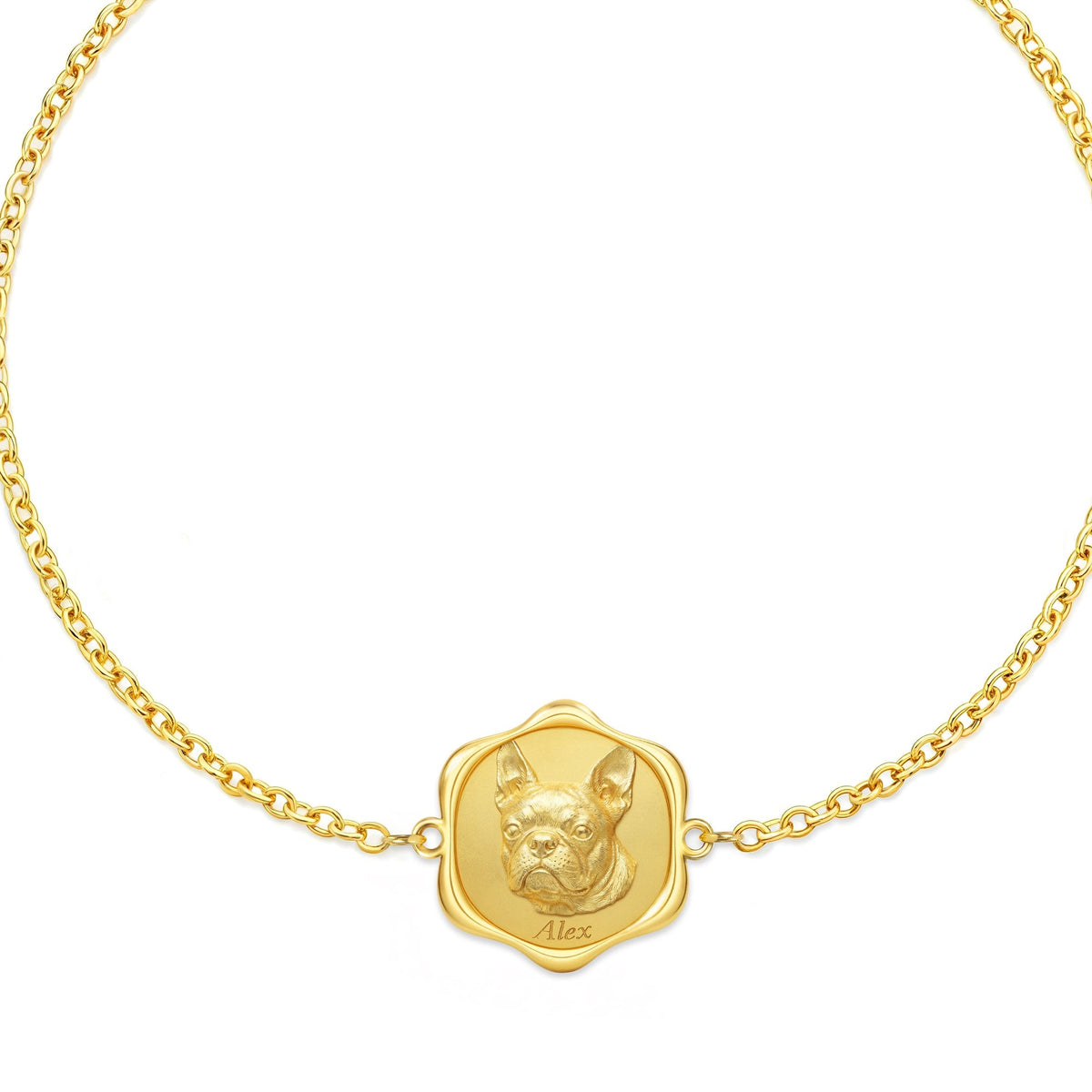 Portrait medallion bracelet in 18K gold vermeil
