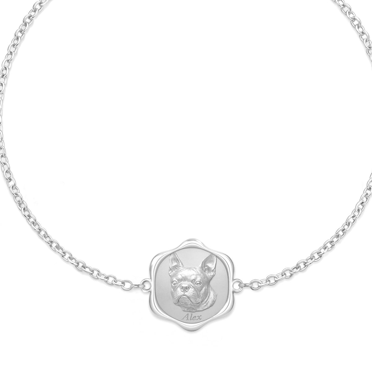 Portrait medallion bracelet in 925 sterling silver #chain