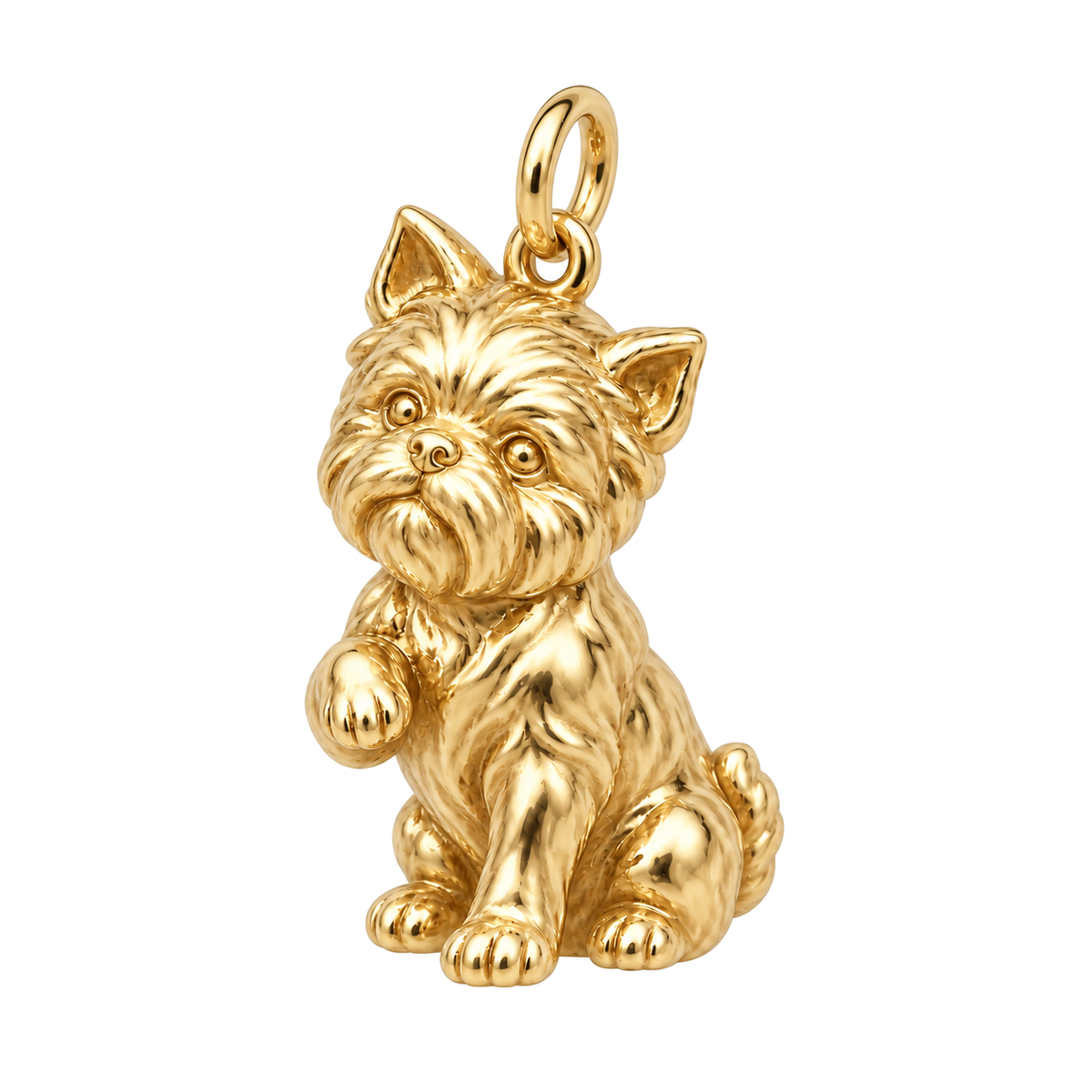 Affenpinscher puppy charm in gold color, PetalHush