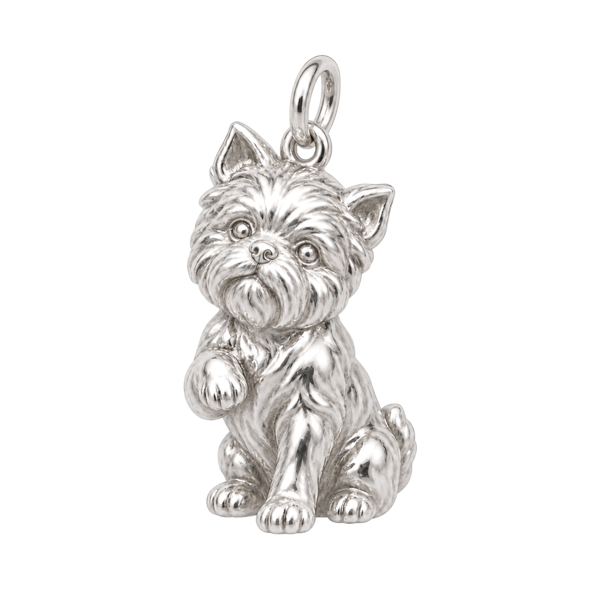 Affenpinscher puppy charm in silver color, PetalHush